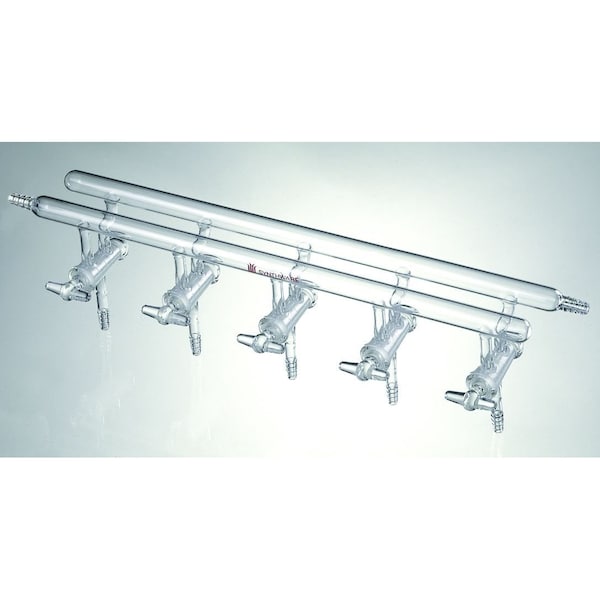 Synthware MANIFOLD, VACUUM/INERT GAS, ALL GLASS, 5 PORT, 450mm, 2 HOSE M181005 - main